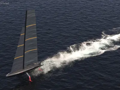  High-Speed Foiling Regatta Yacht Black 