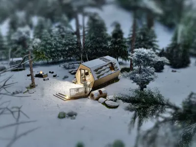 Multipurpose Glamping Pod ARIA basic dwg plans 3D model