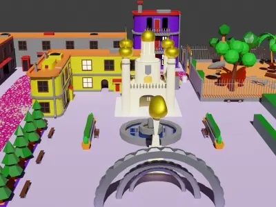 Environment pack Low-poly Game location Map Low-poly 3D model