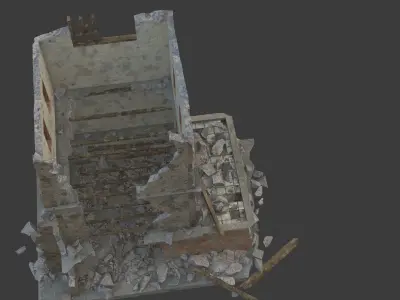 destroyed building Low-poly 3D model
