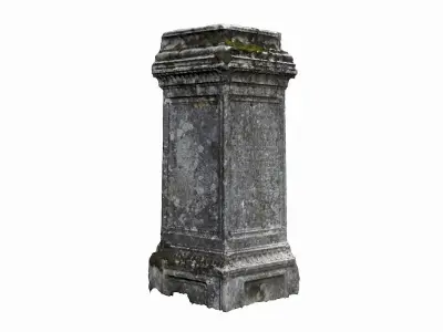 Tombstone old stone column Low-poly 3D model