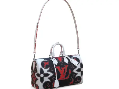 Louis Vuitton Keepall Bandouliere 40 Black White Low-poly 3D model