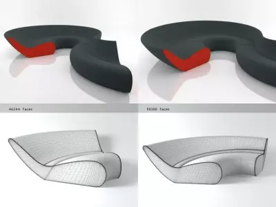 Circle sofa with curved shape 3D model