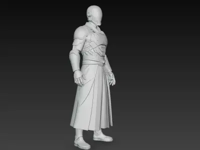 Cyberpunk Samurai With Futuristic Katana low poly Low-poly 3D model