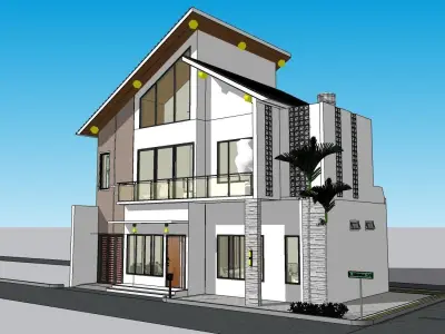 2 Floor Modern 3d House Design full Nice Interior 3D model