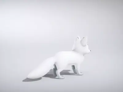 Colorful Arctic Fox Character Low-poly 3D model