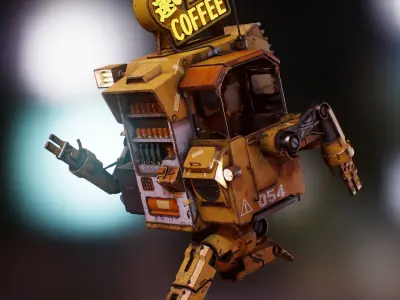 Vending Robot - Post Apocalyptic Mech Low-poly 3D model