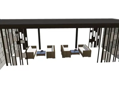 minimalist sitting under pavilion pargola 3D model