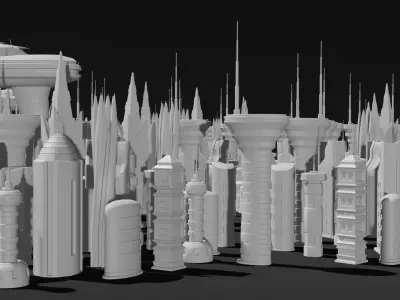 Sci-Fi Buildings Pack - 12 LOWPOLY 3D models Low-poly 3D model