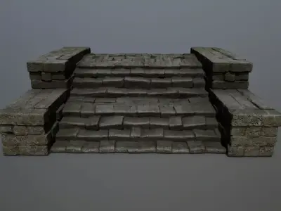 Ruin Stairs Low-poly 3D model 6