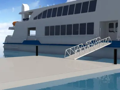 Harbor ferry boat on water 3D model