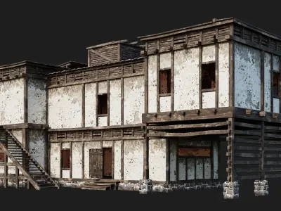 Old House Building 4K Textures GameReady 164 Low-poly 3D model