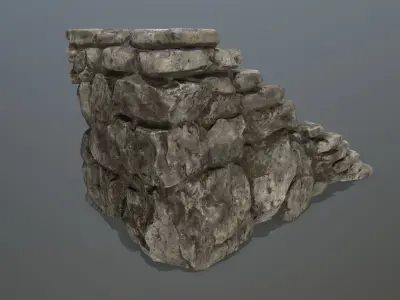 stairs stone wall Low-poly 3D model