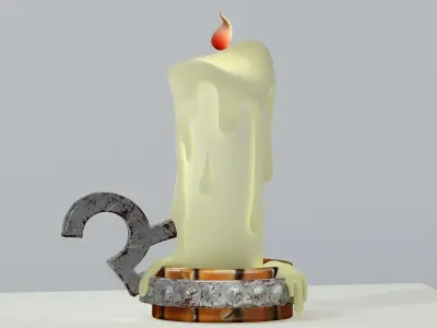 Candle burning Low-poly 3D model