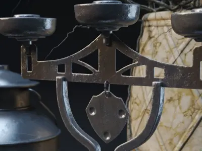 Decorative Set candle in vase and lantern 3D model