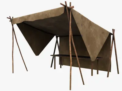 Market Stall Cotton Low-poly 3D model