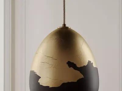 Matte Black and Silver Ombre Porcelain Pendant Light  3D model
