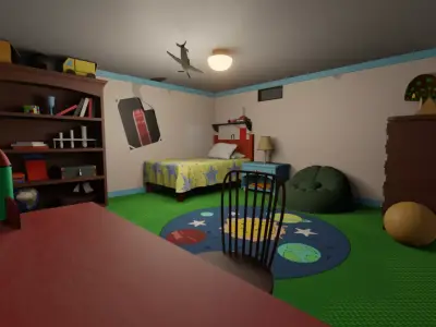 Bedroom house with windows Free 3D model