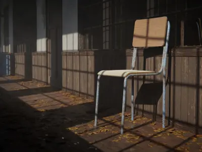 Abandoned School Hallway 3D model