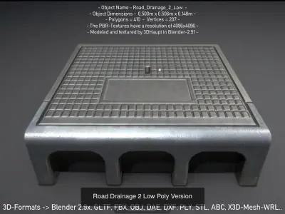 Road Drainage 2 High-Poly and Low-Poly 3D Model Pack