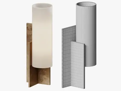 French Modernist Steel and Glass Table Lamps by Boris Lacroix 3D model