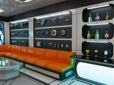 Cyberpunk Weapon Lounge Room Low-poly 3D model
