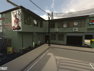 Indian Street - modular city  Low-poly 3D model