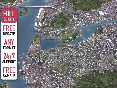 Xiamen - 3D City Model Low-poly 3D model