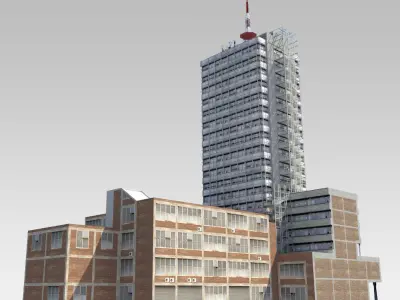 Modernist Highrise Low-poly 3D model