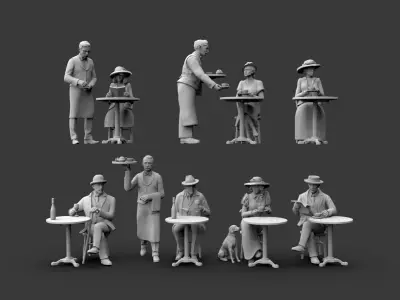 Waiters and Clients 3D print model