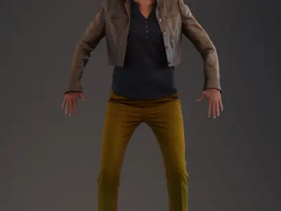 Rigged 3D female with realistic hair Low-poly 3D model