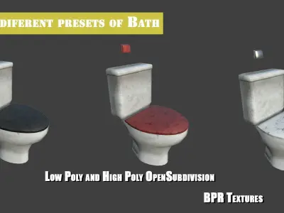 3D Dirty Vintage Simple Toilet Seat with Subdivision Crease PBR Low-poly 3D model