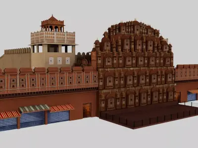 Hawa Mahal - High-Quality 3D Model Jaipur Landmark Architecture  Low-poly 3D model