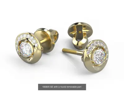 The collection of 15 stud earrings  3D Model Pack