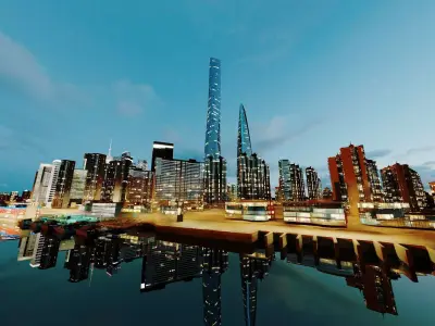 Shanghai Skyline City Pack Pudong Skyscrapers Towers Low-poly 3D model