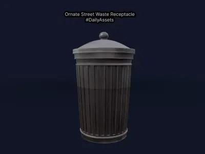 Ornate Street Waste Receptacle 3D model