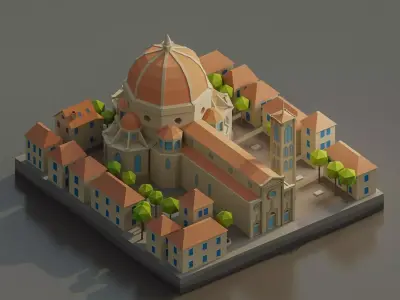 Florence Cathedral  Low-poly 3D model