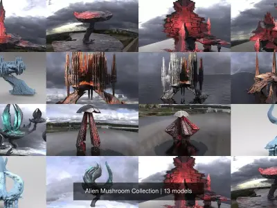 Alien Mushroom Collection 3D Model Pack