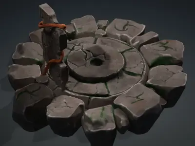 Stylized Ancient Rock Platform Low-poly 3D model