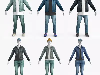 Male Female Denim Collection 3D Model Pack