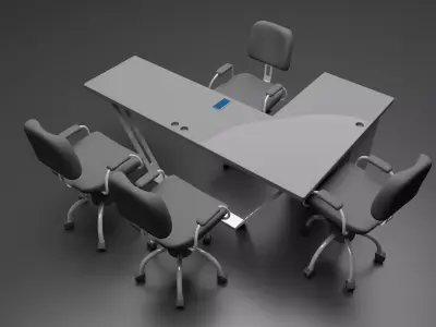 Office desk room interior 3D model