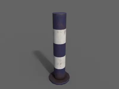 PBR Bollard BlueWhite Low-poly 3D model