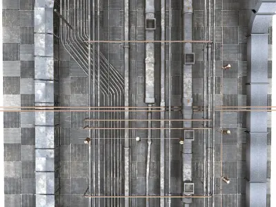 Pipes industrial ceiling 3D model