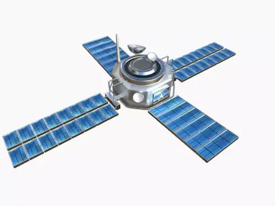 Satellite H08 Aluminum - SciFi Space Design Low-poly 3D model
