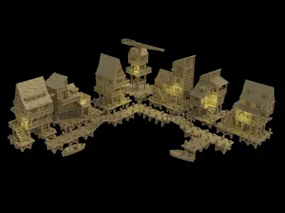 Old Lake Town Tabletop Terrain 28 MM 3D print model