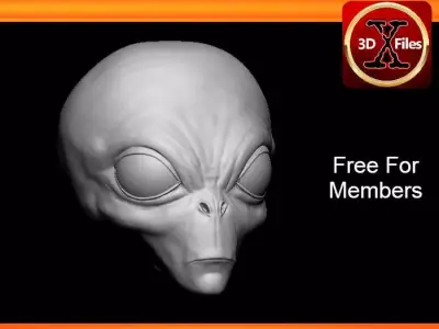 Grey Alien Head Sculpt - Hot Toys Scale - Action Figure Head 3D print model