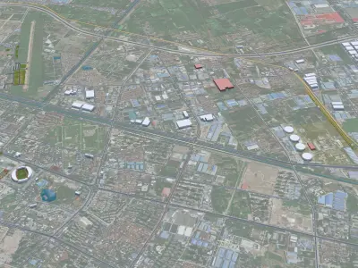Jingzhou Hubei China 30km Low-poly 3D model