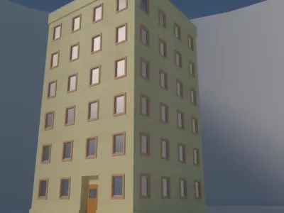 Tenement building with roof 3D model