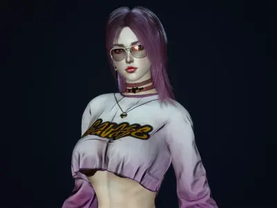 Fashion Girl Low-poly 3D model