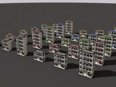 Cartoon Building Low Poly Building J 30 Variant Low-poly 3D model